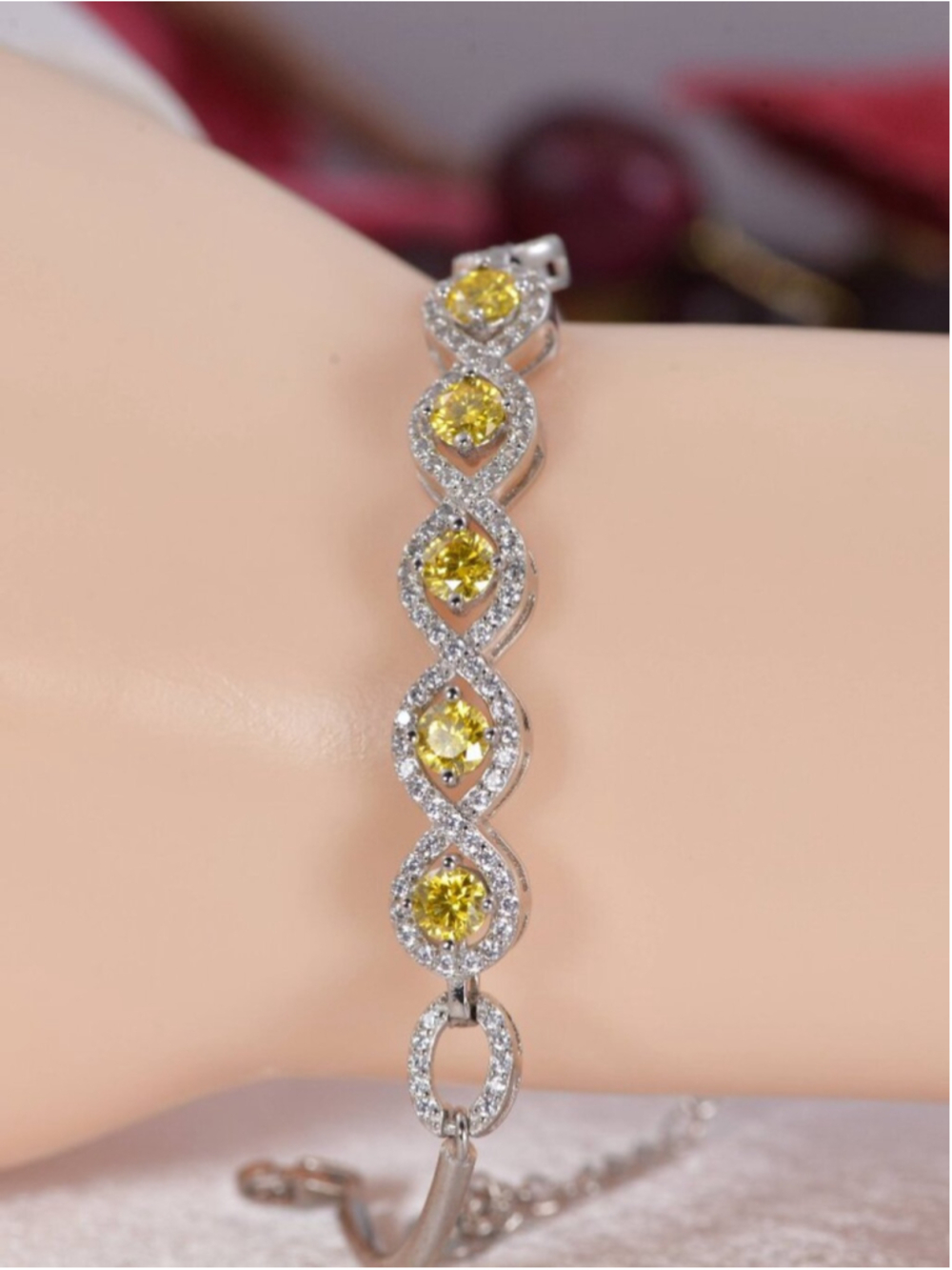 2.5 ctChampagne Moissanite Bangle Bracelet 925 Sterling NWT 7"